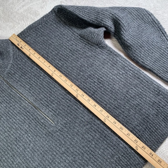 Vince Camuto Half Zip Pullover Cable Knit Sweater XL Gray Casual Oversized - Picture 7 of 11